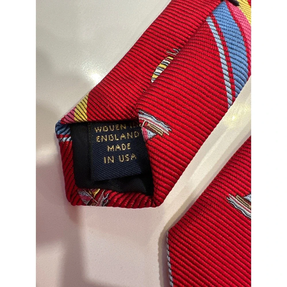 Brooks Brothers Makers Red Sailboat Repp‎ Stripe Silk Tie Woven in England USA